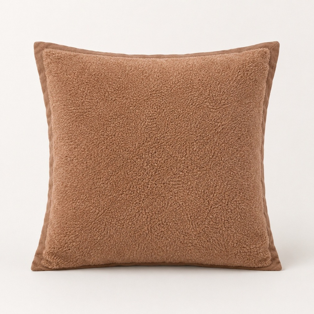 Pottery Barn Cozy Fleece Pillow Cover 22x22 Camel Brown Modal Cotton